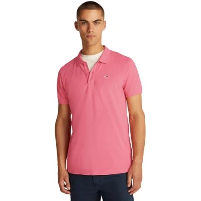 Abbildung von Tommy Jeans Herren Poloshirt Kurzarm Placket Slim Fit, Rosa (Preppy Pink), XXL