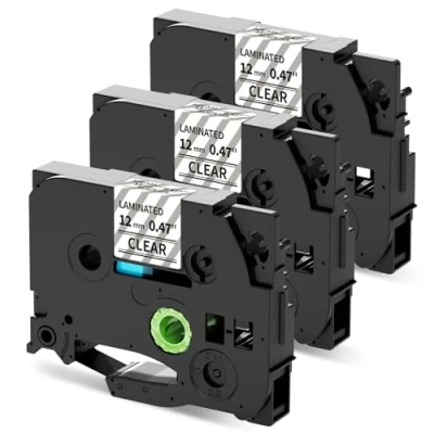 Abbildung von MarkField TZ 131 12mm Clear Laminiert Schriftband Kompatibel mit Brother P touch Bänder TZe Transparent Band für PT 1005 1080 H105 H101C H100LB/R E100 D200, 3 Pack Schwarz auf klar