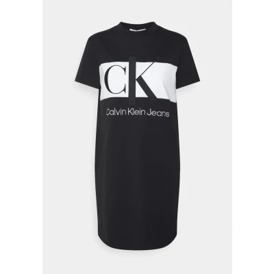 Abbildung von Calvin Klein Jeans Blocking Dress Jerseykleid, Damen, Größe: XS, Black