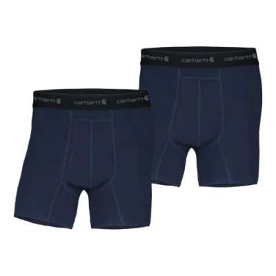 Abbildung von Carhartt Herren Boxershorts aus Baumwollmischgewebe, 12,7 cm, 2er Pack Retroshorts, Marineblau, Medium