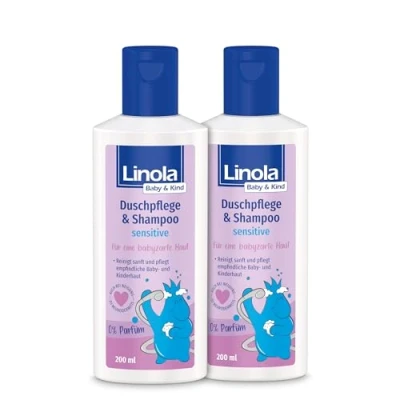 Abbildung von Linola Baby &amp; Kind Duschpflege Shampoo sensitive 2 x 200 ml für Haut und Haar in 1 Duschgel sensible Kinderhaut