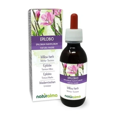 Abbildung von Weidenröschen (Epilobium parviflorum) Kraut Alkoholfreier Urtinktur Naturalma Flüssig Extrakt Tropfen 120 ml Nahrungsergänzungsmittel Veganer