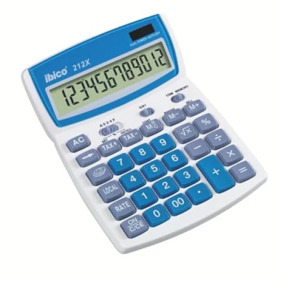 Abbildung von Rexel Ibico 212X Tischrechner (mit schwenkbarem Display) weiß/blau
