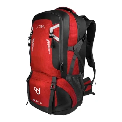 Abbildung von OcioDual 60L Rot Wanderrucksack Trekkingrucksack Reiserucksack Trekking Rucksack Sporttasche Wasserdicht Radfahren Camping