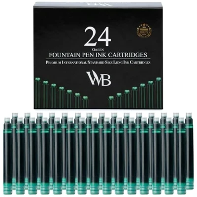 Abbildung von Wordsworth &amp; Black 24er pack Füllfederhalter Tintennachfüllungen 24 Grüne Tintenpatronen Internationale Standardgröße Länge Ca. 3,8 Cm Basisdurchmesser 0,6 Einwegartikel Und Generisch
