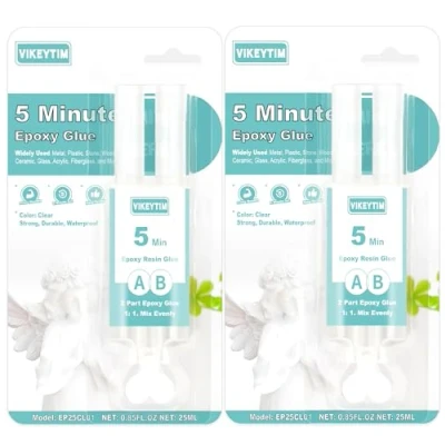 Abbildung von VIKEYTIM 2 komponentenkleber, 5 Minuten zwei komponenten kleber transparent 25ml, Schnellhärtender für die Reparatur von harten Kunststoffen, Metallen, Keramik, Holz (2)