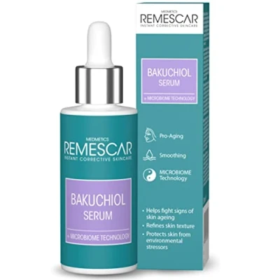 Abbildung von Remescar Bakuchiol Gesichtsserum Facial Serum 30ml Anti Aging Gesichtspflegeserum Reduziert Falten und Fältchen Geeignet für empfindliche Haut lle Hauttypen