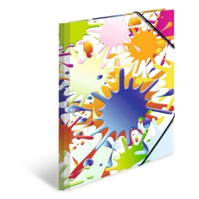 Abbildung von HERMA Sammelmappen A4 Farbkleckse Set, 3 Stück, Kinder Eckspanner Mappen aus Pappe mit Kunst Motiv, Gummizug, Innenklappen und Innendruck für Jungen Mädchen