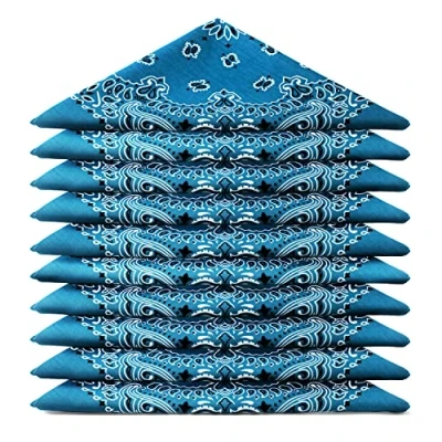 Abbildung von Karl Loven BANDANA 10 Stück Petrolblau Paisley Mandala Muster 100% Baumwolle TÜV geprüft Dicker Stoff 20 Exklusivfarben