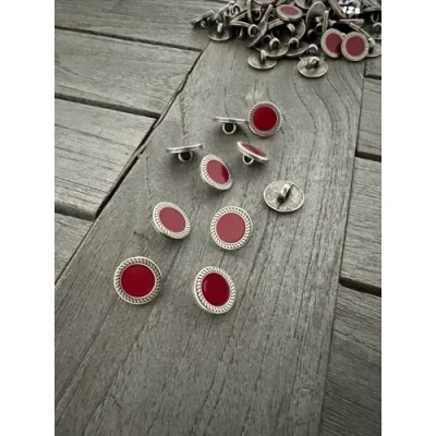 Abbildung von bezaubernde kleine silber mit grün oder rot Metall Knöpfe Ösenknöpfe 13mm (10 Stück) (rot)