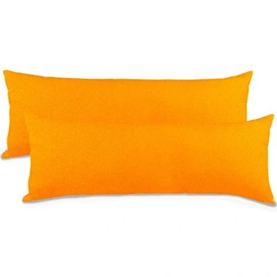 Abbildung von aqua textil Classic Line Kissenbezug 2er Set 40 x 145 cm orange Baumwolle Seitenschläferkissen Bezug Kissenhülle, Kopfkissenüberzug, Pillowcase, Bettkissen, Kopfkissenbezug, Reißverschluss