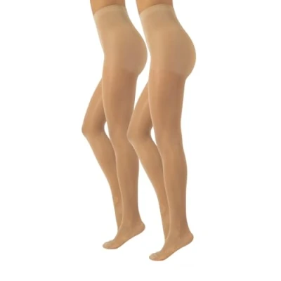 Abbildung von CALZITALY Stützstrumpfhose mit starker Kompression 10 mm/Hg, Feine Kompressionsstrumpfhosen Damen, S, M, L, XL, XXL, 3XL, 4XL, 70 DEN, Made in Italy (4XL, 2 X Beige)