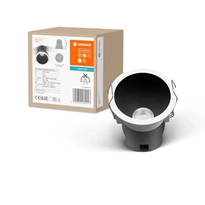 Abbildung von Ledvance SPOT TWIST Einbau Downlight, schwarz, 5W, 400lm, 830 WT, 70mm Durchmesser, warmweiße Lichtfarbe, bis zu 90% Energieersparnis im Vergleich Halogen Downlights, einfache Montage, 3000K