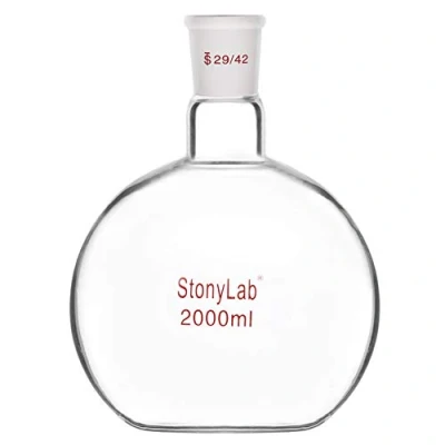 Abbildung von stonylab Glas 2000ml Einhals Kochkolben mit Flachem Boden, Flat Bottom Boiling Flask Glaskolben 29/42 Standard Außengelenk,