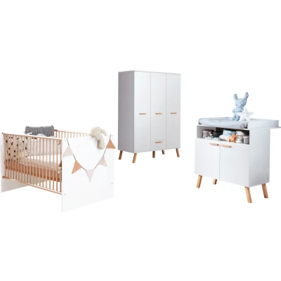 Abbildung von trendteam smart living 3 teilige Babyzimmerkombination Babyzimmermöbel Babyzimmer Mats Farbe Weiß 197660501