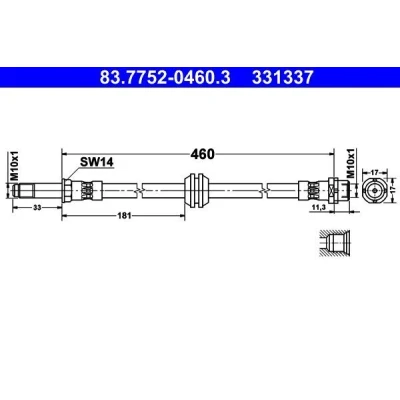 Abbildung von ATE 83.7752 0460.3 Bremsschläuche 460 M10x1 BMW: 3 Saloon, Touring
