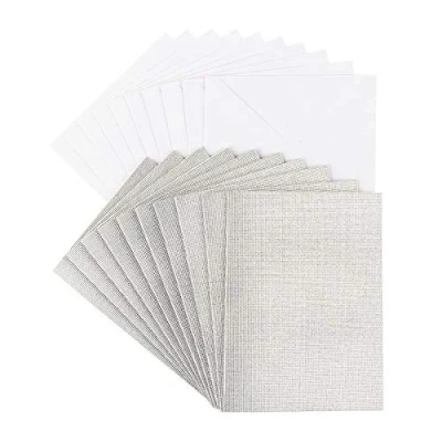 Abbildung von Ideen mit Herz Grußkarten Set Umschlägen 10 farbige Karten Glitzer Leinen Optik blanko neutral ideal für Glückwünsche zum Geburtstag, Hochzeit (silber, Din C6 14,5 x 10,5 cm)