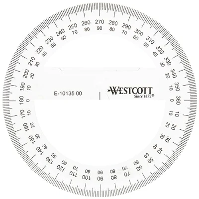Abbildung von Westcott E 10135 00 Winkelmesser Vollkreis Kunststoff, 10 cm, transparent