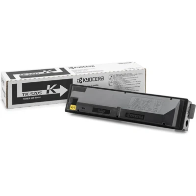 Abbildung von Kyocera TK 5205K Toner Schwarz. Original Tonerkartusche 1T02R50NL0. Drucker kompatibel für TASKalfa 356ci. Druckertoner bis zu 18000 Seiten