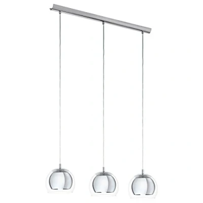 Abbildung von EGLO Hängeleuchte »ROCAMAR«, 3 flammig, Leuchtmittel E27 ohne Leuchtmittel, Hängelampe, Metall in Chrom und Glas Klar, Esstischlampe,