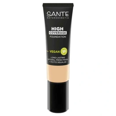 Abbildung von SANTE Naturkosmetik High Coverage Natural Foundation 01 Cool Ivory, vegane Grundierung mit Bio Peptiden, hoher Deckkraft und einem natürlichen Finish, pflegende nachhaltige Formel, 25 ml