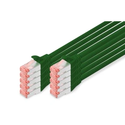 Abbildung von DIGITUS LAN Kabel Cat 6 5m 10 Stück RJ45 Netzwerkkabel S/FTP Geschirmt Kompatibel zu 6A &amp; 7 Grün