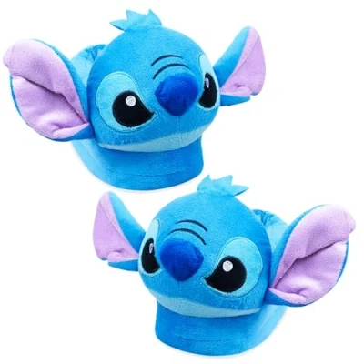 Abbildung von Disney Hausschuhe Damen Stitch 3D, Eeyore 3D und Baby Yoda Plüsch Warme Flauschige Slippers Lustig (Blau Stitch, numeric_40)