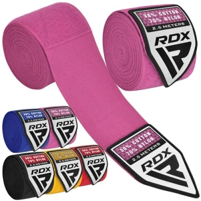 Abbildung von RDX Boxbandagen Kinder 2.5M, Innenhandschuhe Boxen Elastisch Handbandagen Mit Daumenschlaufe für MMA Muay Thai Kickboxen Thaiboxen Boxsack Punchingbälle Sparring Training Boxbandage, Boxing Hand Wraps