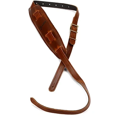 Abbildung von Fender® » MUSTANG® VINTAGE SADDLE STRAP« Gitarrengurt aus Leder Farbe: Cognac, 44