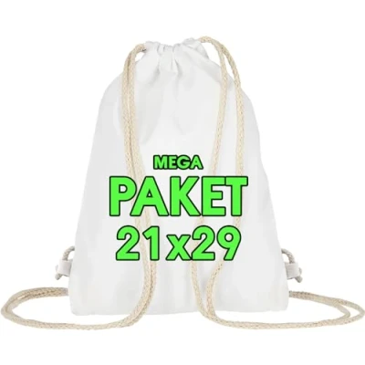 Abbildung von Kinderbeutel 25 Stück 21 x 29 cm Kleine Turnbeutel Baumwollbeutel Tote Bag Basteln Kindergarten Kordelzug Stofftasche, Beutel, Jutebeutel OEKO TEX® geprüft Stoffbeutel Sack zum gestalten Weiß