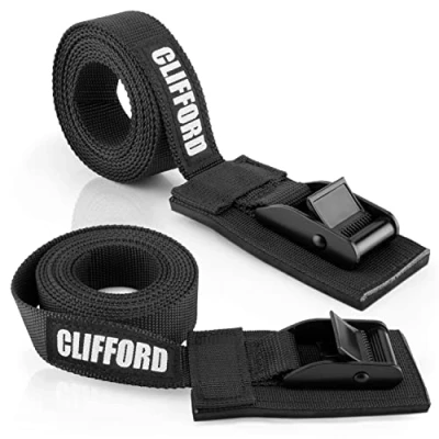 Abbildung von CLIFFORD Spanngurte, 2 Stück I 25mm 0,5m 5,5m Ultra Robust EN12195 250Kg/500Kg Belastbarkeit Zurrgurte mit Polsterung Spanngurt Zurrgurt für Fahrrad Motorrad Auto
