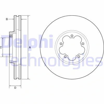 Abbildung von DELPHI BG9176C Bremsscheibe 308 33 5 Belüftet beschichtet unbehandelt ohne Radlager, ABS Sensorring FORD: Tourneo Custom V362 Minibus