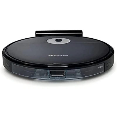 Abbildung von Hisense, Roboter Staubsauger, Gyroskop Mappierung, 3 Leistungs und Waschstufen, Steuerung per App (Wi Fi), 90 min Laufzeit, Akku 2600 mAh, 55 W, Schwarz (Black RVCG144AB)