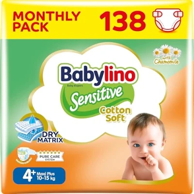 Abbildung von Babylino Sensitive Baby Windeln Größe 4+, Maxi Plus (10 15Kg), 138