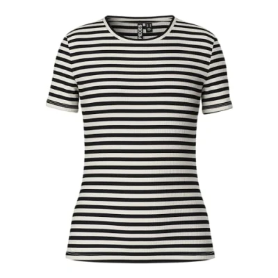 Abbildung von PIECES Damen Pcruka Ss Top Noos Bc, Cloud Dancer/Stripes:Blacks