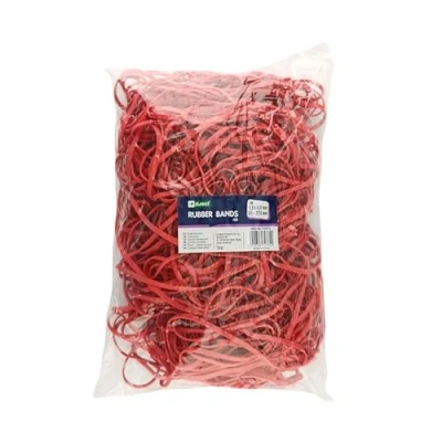 Abbildung von D.RECT Gummibänder 1kg Beutel 140mm Durchmesser Breit 4mm Gummiring Bänder für Haushalt, Arbeit, Büro wiederverwendbar haltbar langlebig stabil Rot