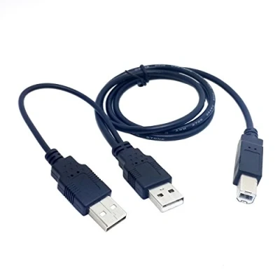 Abbildung von cablecc Dual USB 2.0 Stecker auf Standard B Y Kabel 80 cm für Drucker &amp; Scanner externe Festplatte