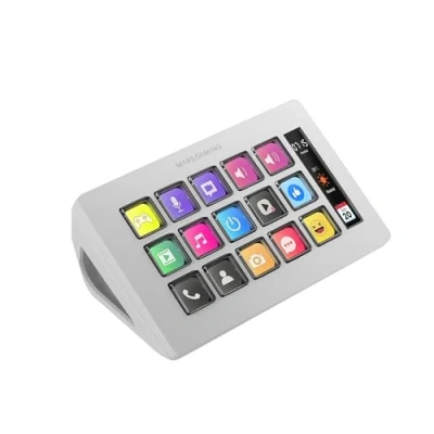 Abbildung von MARSGAMING MSD ONE, Kontroll Deck Slim, 15 Anpassbare LCD Tasten, Vergrößerte Anzeige, Steuerungssoftware und Plug ins, Kompaktes mit Ergonomischem Design, Windows MacOS, Weiß