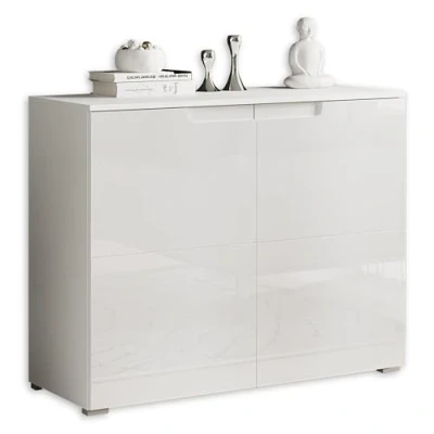 Abbildung von SPICE Kommode in Hochglanz Weiß Modernes Sideboard mit viel Stauraum für Ihren Wohnbereich 100 x 80 40 cm (B/H/T)