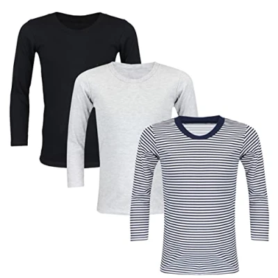 Abbildung von TupTam Kinder Unisex Unterhemd Langarm 3er Pack, Farbe: Farbenmix 1, Größe: 122