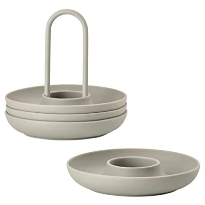 Abbildung von Zone Denmark Singles Eierbecher aus Silikon, Eierhalter, Stapelbar, 4er Set mit Halter, Durchm. 11,2 cm, Höhe 9,5 Mud