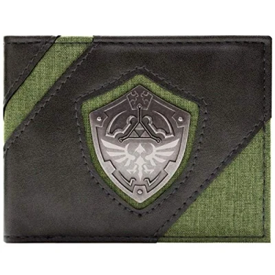 Abbildung von Link&#039;s Awakening Zelda Metallic Hyrule Shield Geldbörse/Geldbeutel Bi Fold ID &amp; Kartenhalter, Grün