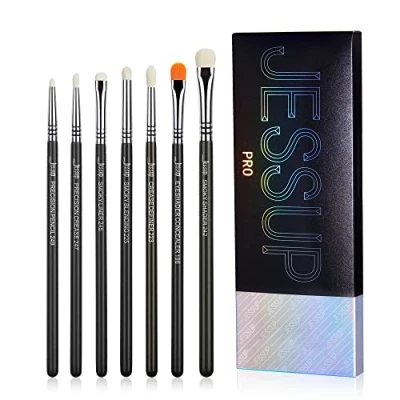 Abbildung von Jessup Pinsel Lidschattenpinsel Set 7 teiliges Augenpinsel Professionelles Augen Makeup Hochwertiges Make Up Smoky Blending Shader Precision Crease Schwarz Silber T334