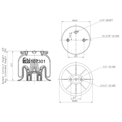 Abbildung von FEBI BILSTEIN 107301 Luftfeder, Fahrwerk Hinterachse