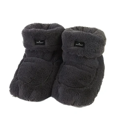 Abbildung von Warmies Mikrowellen Stiefel, Erwärmbare Damen Hausschuhstiefel mit getrocknetem französischem Lavendel, Beruhigende Wärme und Komfort, Farbe Stahl, Eine Größe
