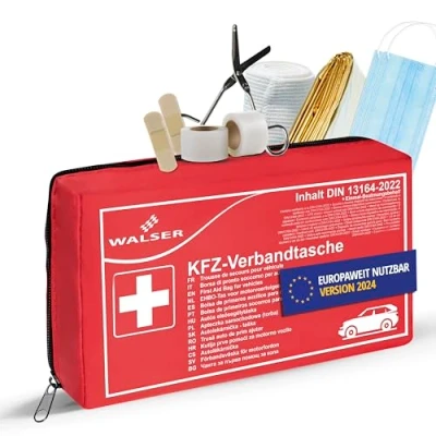 Abbildung von WALSER Erste Hilfe Set Auto, Verbandskasten Auto Auszeichnung Sehr Gut*, 2024, Kasten, KFZ Verbandkasten DIN 13164 rot