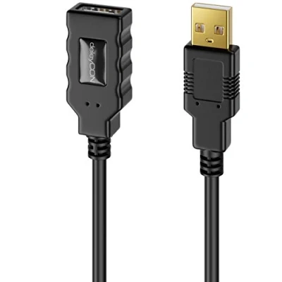 Abbildung von deleyCON 15m Aktives USB 2.0 Kabel Aktive Verlängerung mit Signalverstärker USB2.0 Repeaterkabel Verlängerungskabel PC Computer Drucker Scanner