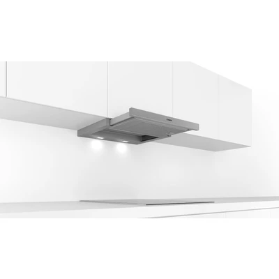 Abbildung von Bosch Hausgeräte DFL064A52 Serie 4 Flachschirmhaube, 60 cm breit, Um &amp; Abluft, Made in Germany, EcoSilence Drive leiser und effizienter Motor, LED Beleuchtung gleichmäßige Ausleuchtung, Kurzhubtasten, Silbermetallic