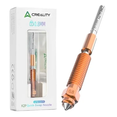 Abbildung von Creality Offizielles K2 Plus Düsen Kit, Original Unicorn Quick Swap 3D Drucker Düse mit Titanium Legierung Hals, Kupfer und gehärtetem Stahl für K2P/Creality Hi Combo Drucker（0,8mm）