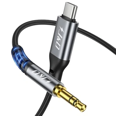 Abbildung von J&amp;D USB C zu 3,5 mm Audioadapter, Type Aux Kopfhörer Männlich Kabel Auto mit Nylongeflecht, Kompatibel iPhone 15/16 Serie, Galaxy S23/S24 2 m